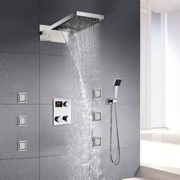 Shower System With Rainfall Shower Head & Hand Shower